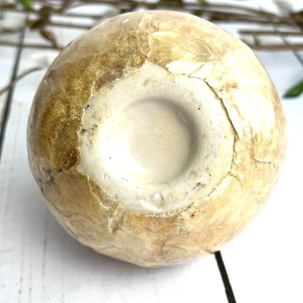 Capiz and Ceramic Ball Bud Vase Gold 3